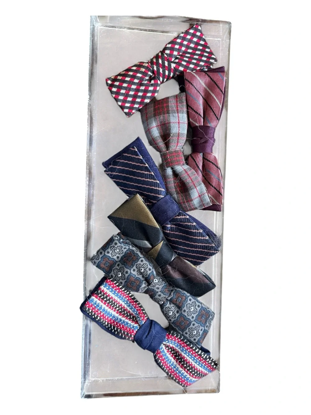 Bow Tie Set - Blue, Burgundy,gray, gold, Red, Navy set of 7 Boys Multi-Pattern